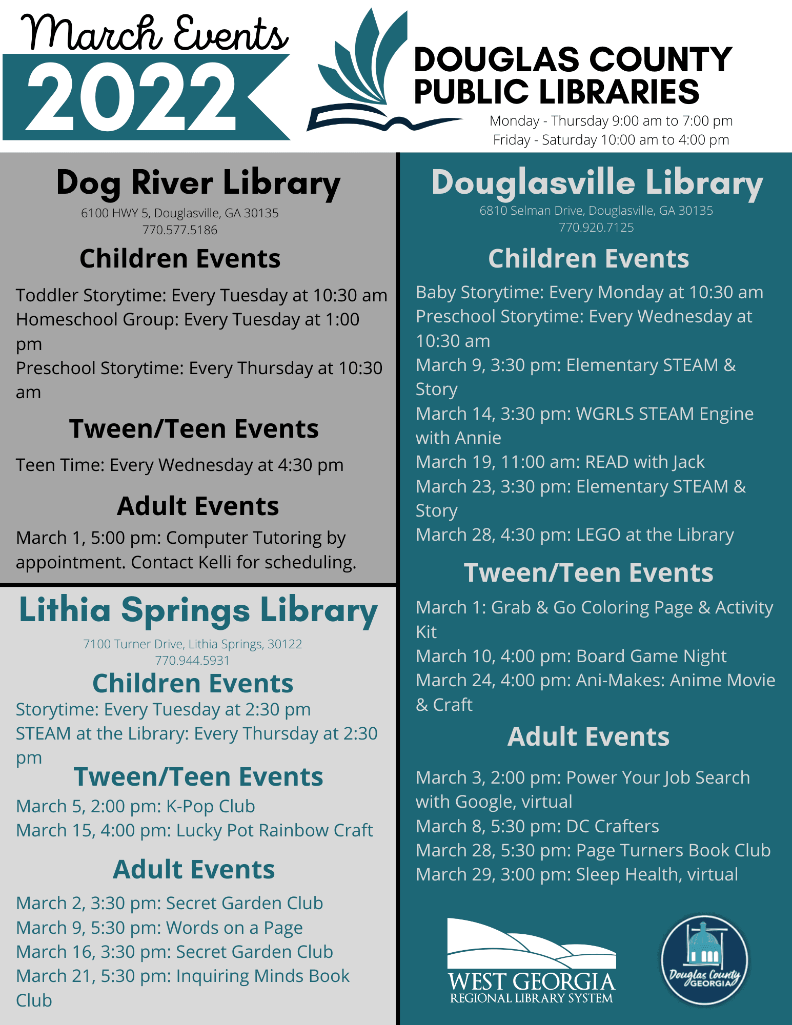 Library 2022 Events Calendars